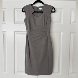 Calvin Klein light gray cap sleeve sheath dress, size 2